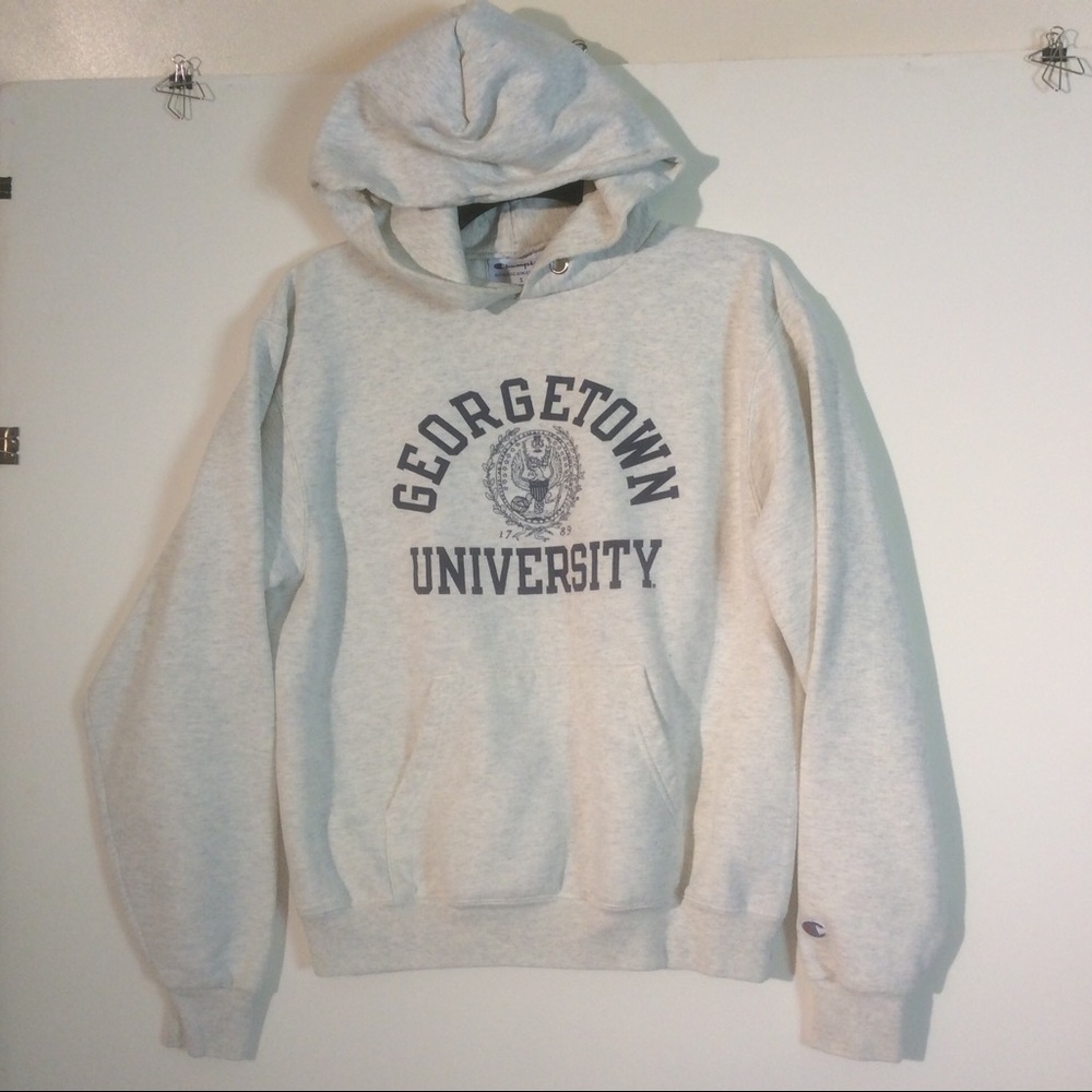 Georgetown Sz S Small Gray Hoodie Sweatshirt Pullover w/ Hood *NO DRAWSTRING